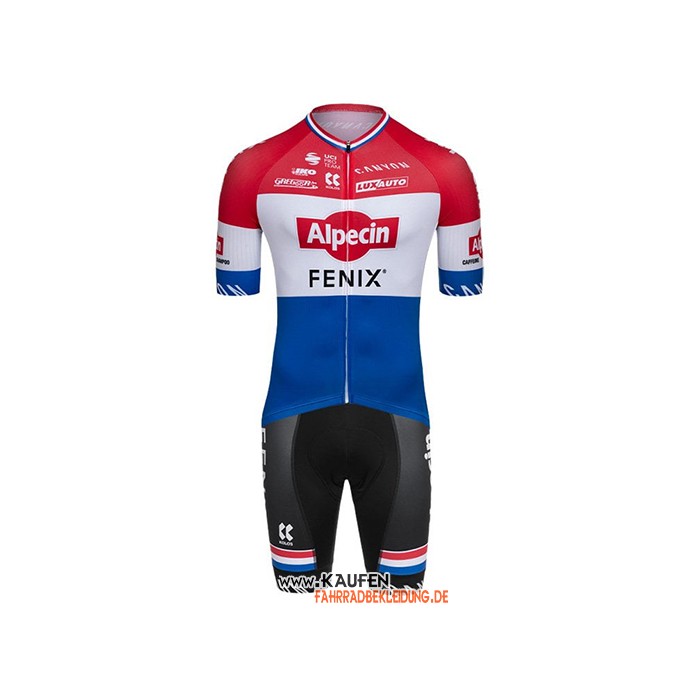 2021 Alpecin Fenix Kurzarmtrikot und Kurze Tragerhose Campione Niederlande